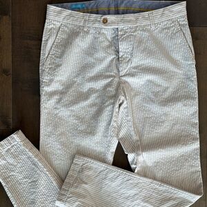 Men's J. McLaughlin Seersucker Cream and White Trousers
